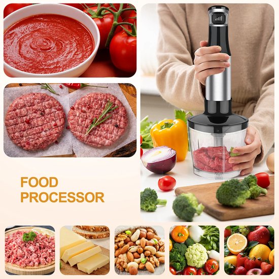 Kelseek staafmixer - 5 in 1 - Handmixer - Hakmolen - Melkopschuimer - Garde - Pureerstaf - Keukenmachine - Roestvrij staal - Zwart van Merkloos — afbeelding 2