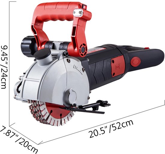 LabelOne Muurfrees - Muurfrees sleufmachine - Sleuvenfrees - 4800W - verstelbare snijdiepte en breedte - 125mm zaagblad - 6500rpm
