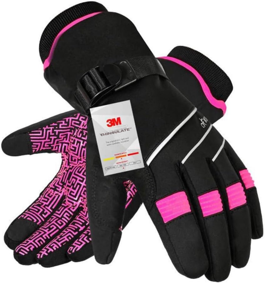 Goodivery® -Skihandschoenen Skibril Skibril Cover Winterhandschoenen Waterdicht 30°F 3M Touchscreenhandschoenen Winddichte Fietshandschoenen Heren Dames 23x9x4cm Roze