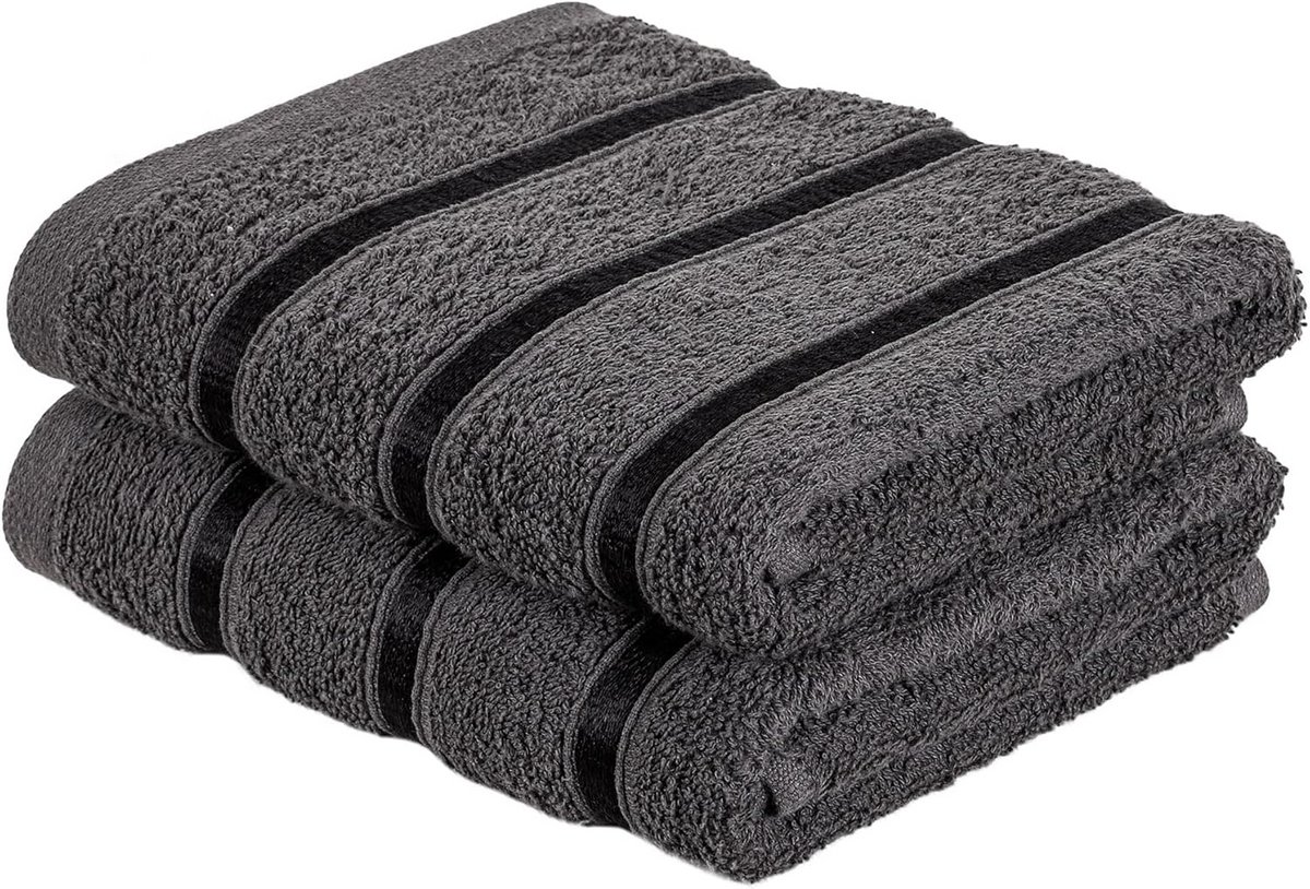 Luxe Handdoeken Set van 2 - 100% Katoen Charcoal Grijs - 500 GSM Zacht & Zeer Absorberend 