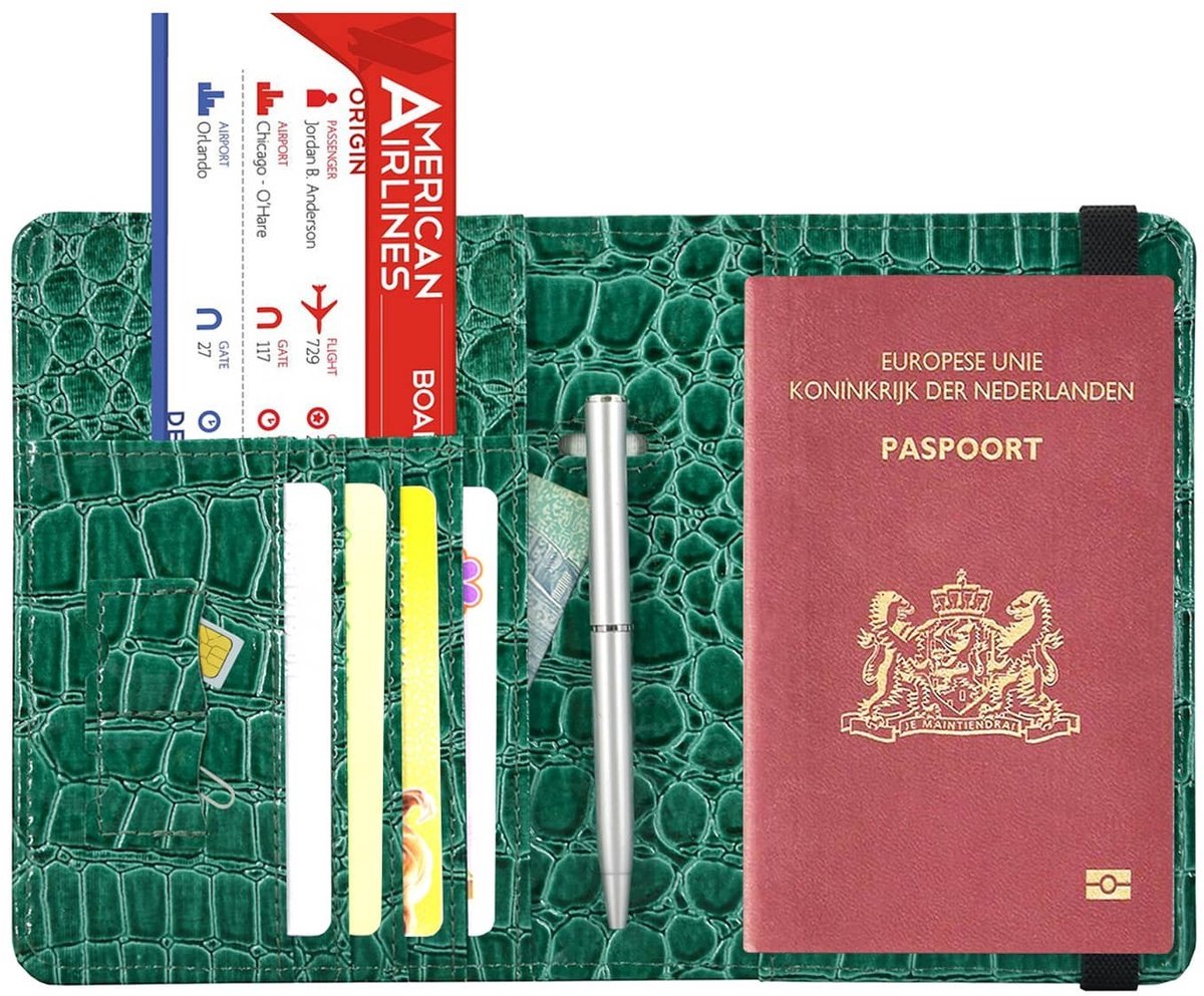 Luxe RFID Paspoort hoesje Anti Skim - Paspoorthouder Krokodil Groen