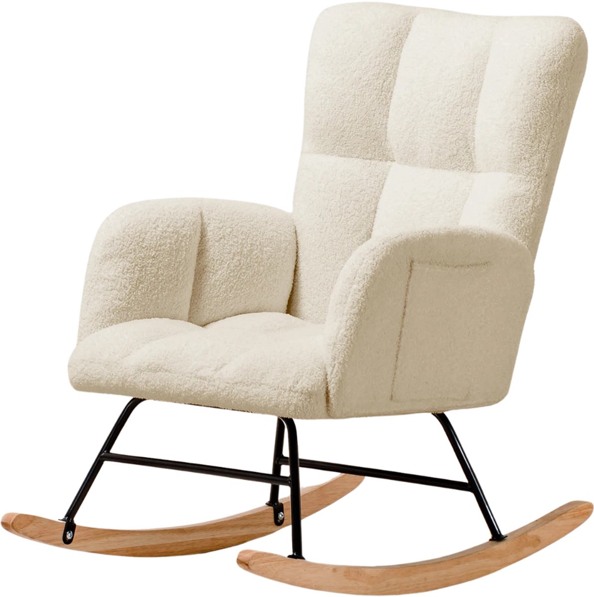 HHHK - Schommelstoel - Schommelstoel Babykamer - Fauteuil - Beige - Teddy Pluche - Schommelstoelen - Schommelstoel Teddy