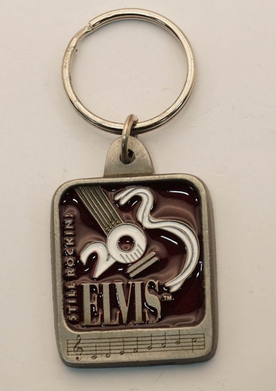 Sleutelhanger Elvis Presley met muzieknoten rood / wit / nikkel - sleutelhanger Elvis Presley still rock in - official licensed product Elvis Presley sleutelhanger - keyring Elvis - Elvis artikelen