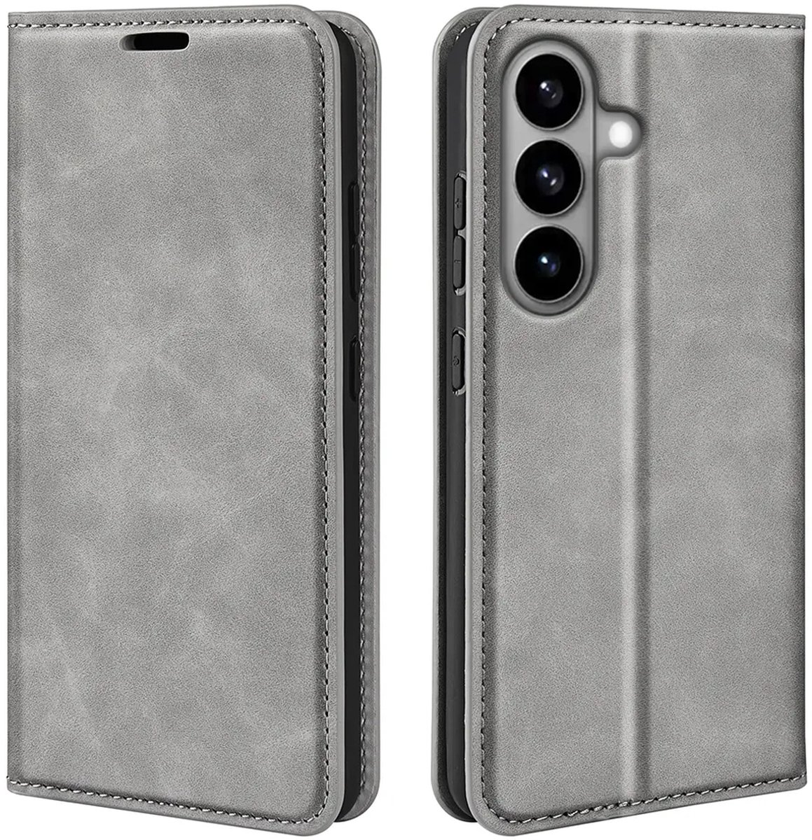 MobyDefend Hoesje - Geschikt voor Samsung Galaxy S26 - Luxe Wallet Bookcase (Magnetische Sluiting) - Grijs