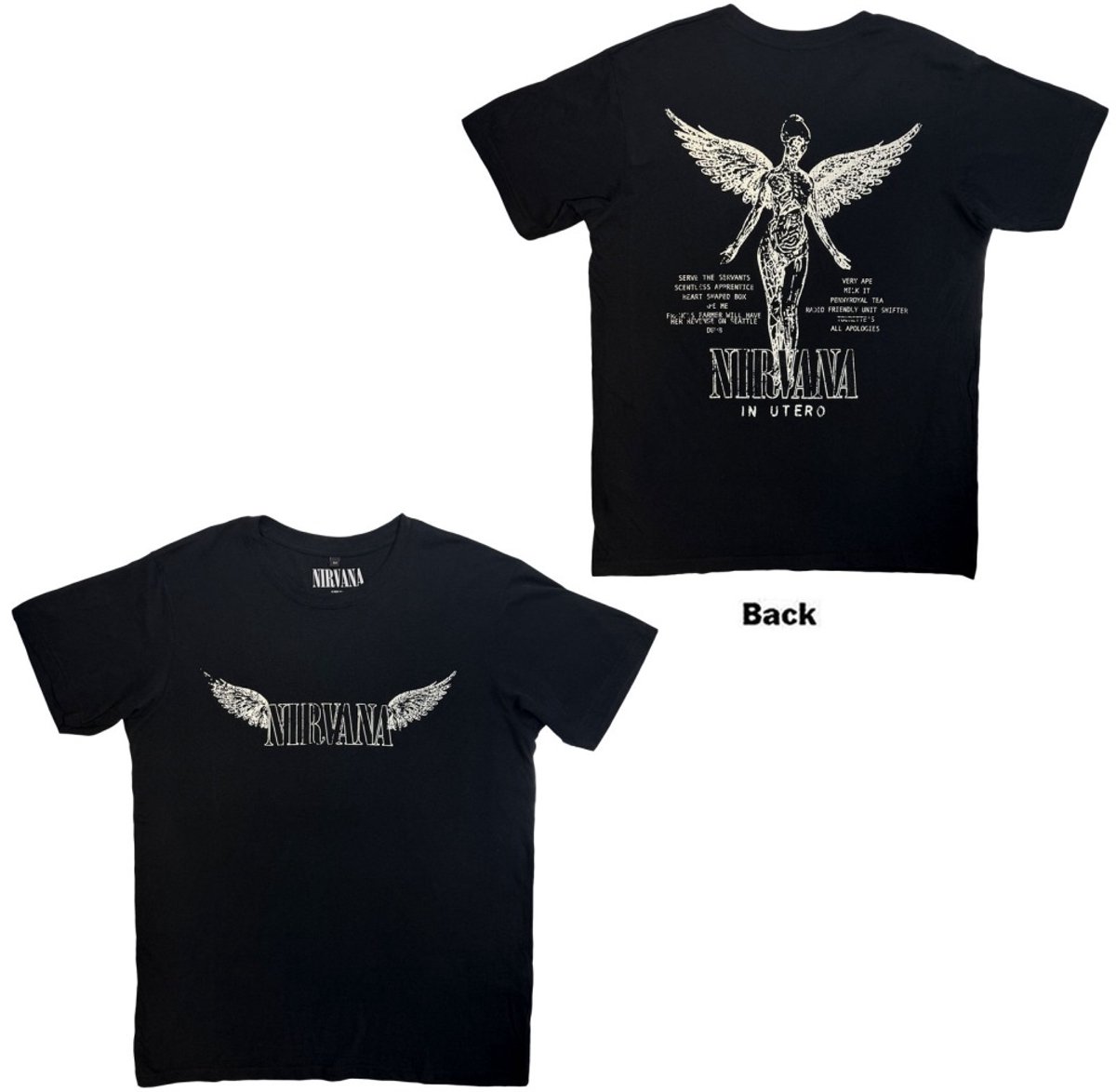 Nirvana - In Utero Tracklist Heren Tshirt - S - Zwart