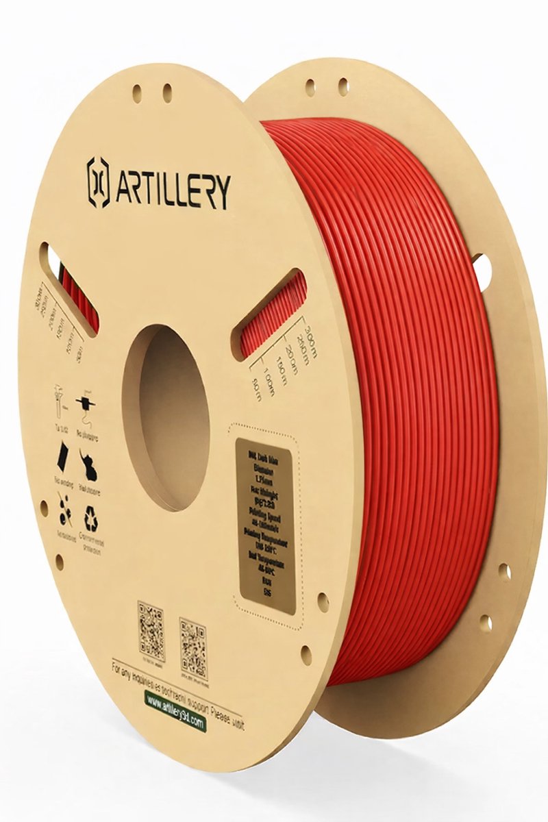 Artillery PLA Filament Rood 1.75mm – Hoogwaardig 3D Printer Filament – Constante Diameter – Geschikt voor FDM 3D Printers