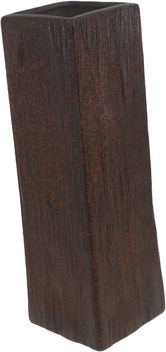 Famanu Grote vintage keramische vaas in rustieke stijl met verweerde afwerking, bloempot in landelijke stijl voor droogbloemen. Uniek retro design voor woonkamer, kantoor, bruiloft, tafeldecoratie. Zwart