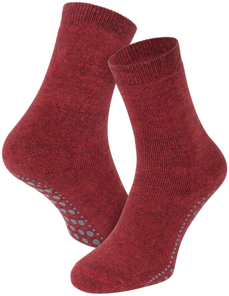 Antislip kindersokken van katoen – Bordeaux melange – 31-34