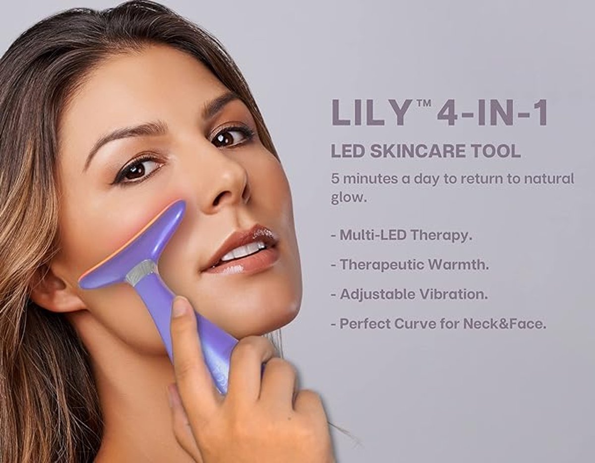 3-in-1 Neck & Face Massager met Warmte, LED & Vibratie – Anti-Aging & Lifting - purple