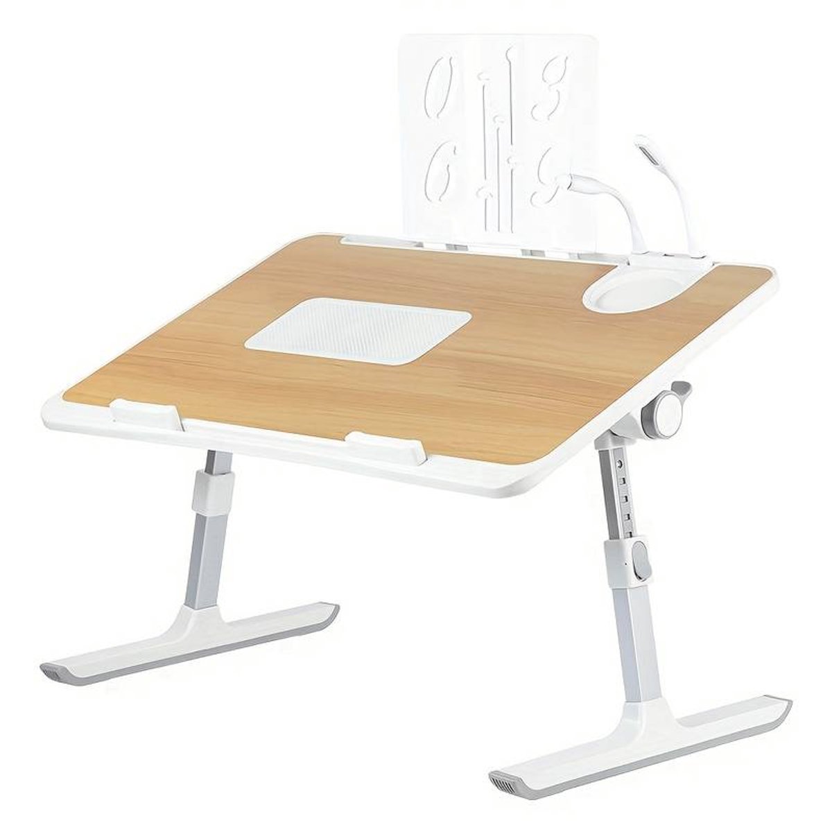 Multifunctionele Verstelbare Laptoptafel 60x40 cm – Met Lades & Boekenplank – Hoogte 26-39 cm – Modern Design
