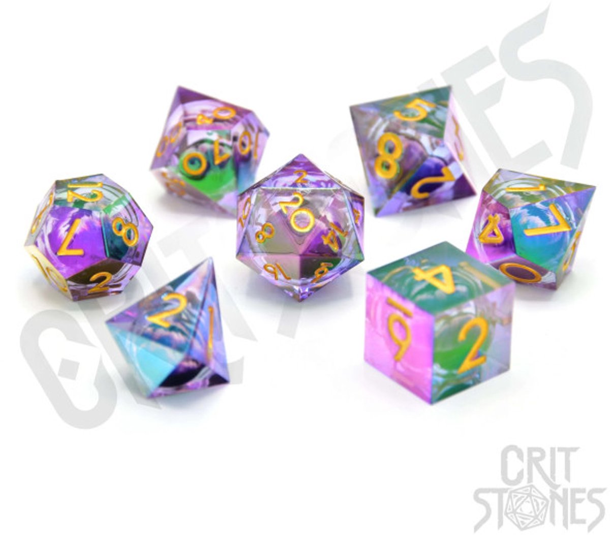 Crit Stones: Eldritch Iris Electroplated Floating Eye RPG Dice Set