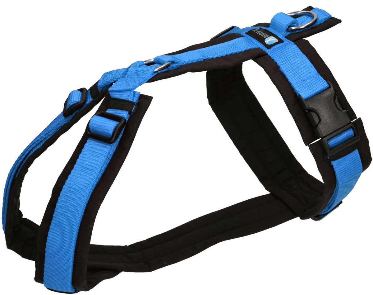 AnnyX Hondentuig - Y-tuig - Blauw/Zwart - maat XXS - Borstomvang 36-42cm - Gewicht hond 3 -7 kg