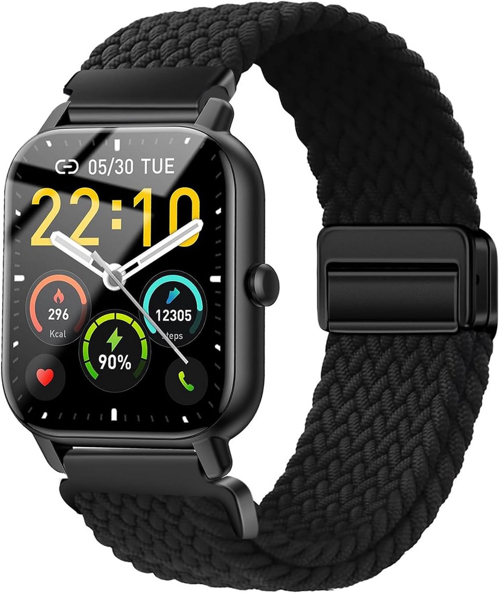 Gevlochten Nylon Horlogeband 22mm - Verstelbaar Universeel voor Smartwatches en Traditionele Horloges