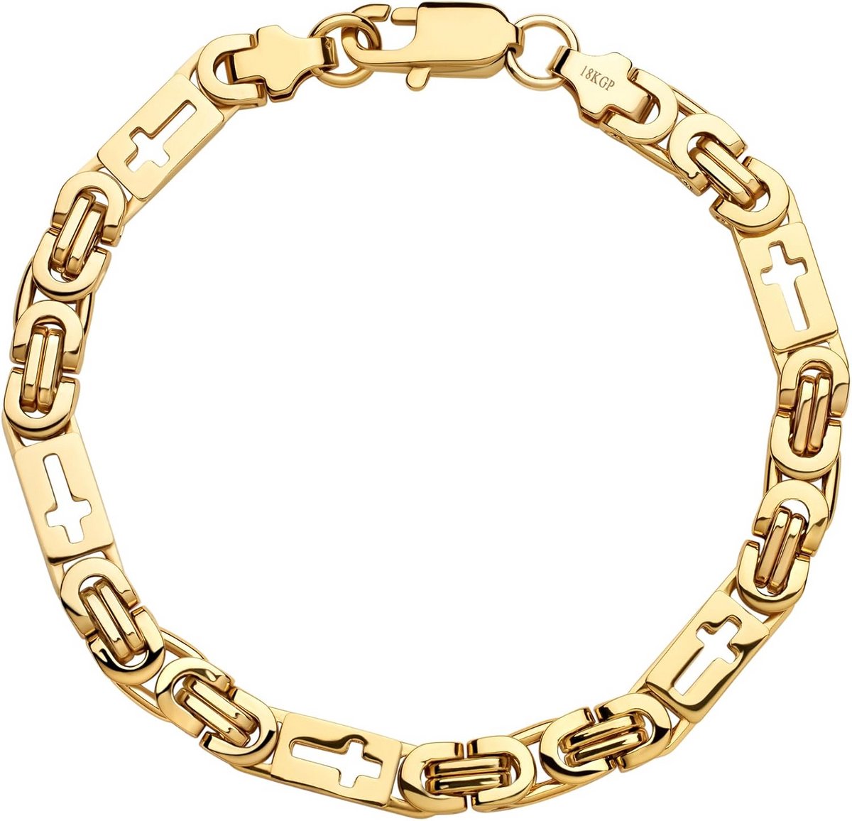 Luxe Byzantijnse Armband Heren - Verguld Goud Look - 6mm Breed - Waterdicht Hypoallergeen RVS