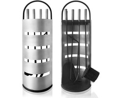 AMA® Openhaard Set - Haardset - Schoorsteen - met Houtdrager - Smeedijzer - Zilver - ‎68x25x11cm