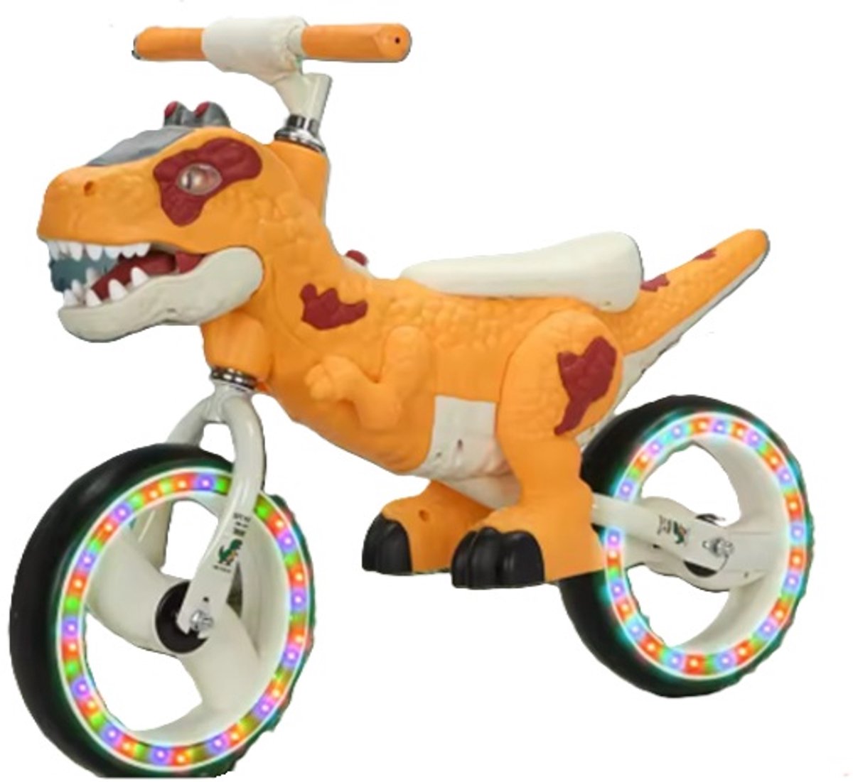 Dinosaurus loopfiets - oranje - licht - 10 inch