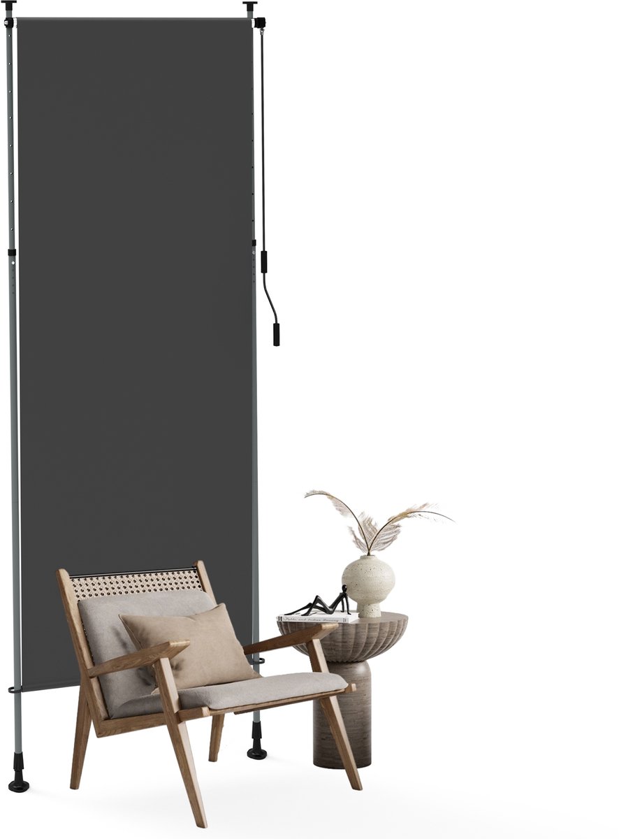 Froadp 100×310cm Zonweringsysteem voor balkons, terrassen en tuinen Zonnescherm met slingerbediening In hoogte verstelbaar van 215 tot 310 centimeter Boren niet nodig Windbestendig UV-bescherming Waterdicht Donkergrijs