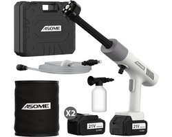 ASOME X021 Hogedrukreiniger - Hogedrukreiniger Accu - Hogedrukreiniger Auto - Draadloze Hogedrukreiniger - Terrasreiniger - Hogedrukspuit - 2x 15000 mAh Accu - 80 minuten gebruik