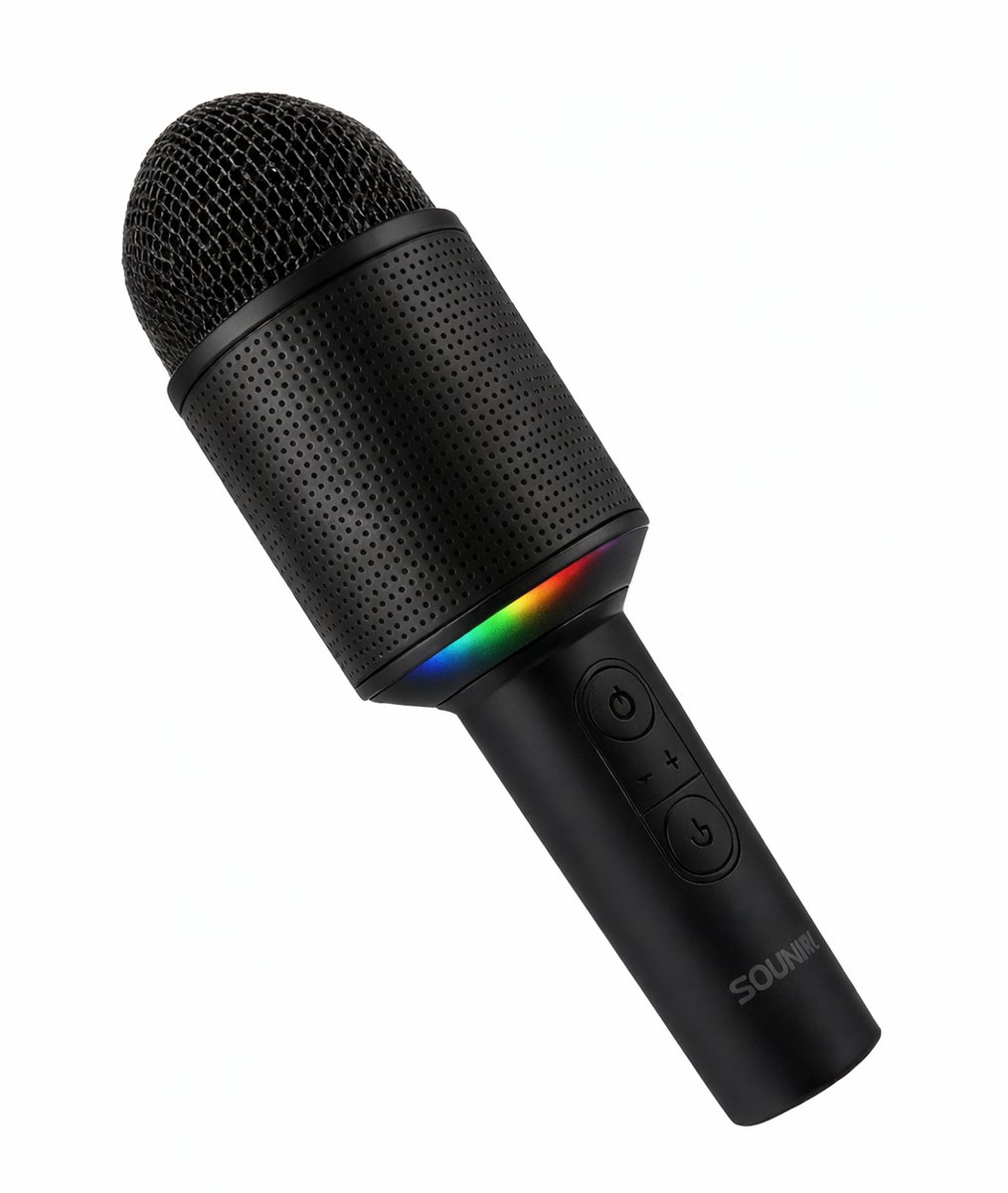 Sounix Draagbare Karaoke - Ingebouwde Speaker en Lichteffecten - Draadloos & Bluetooth - Zwart