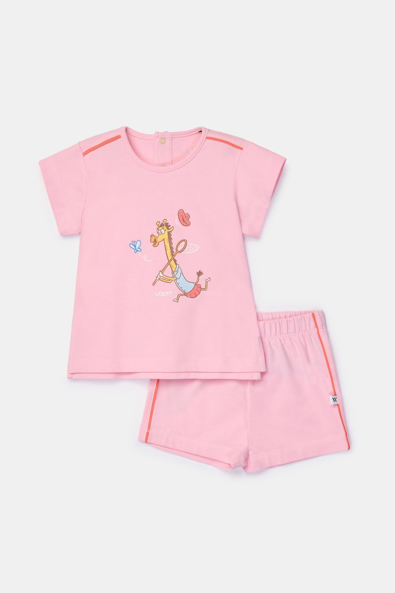 Woody - Baby Meisjes Pyjama - Lichtroze - 6 maand / 68