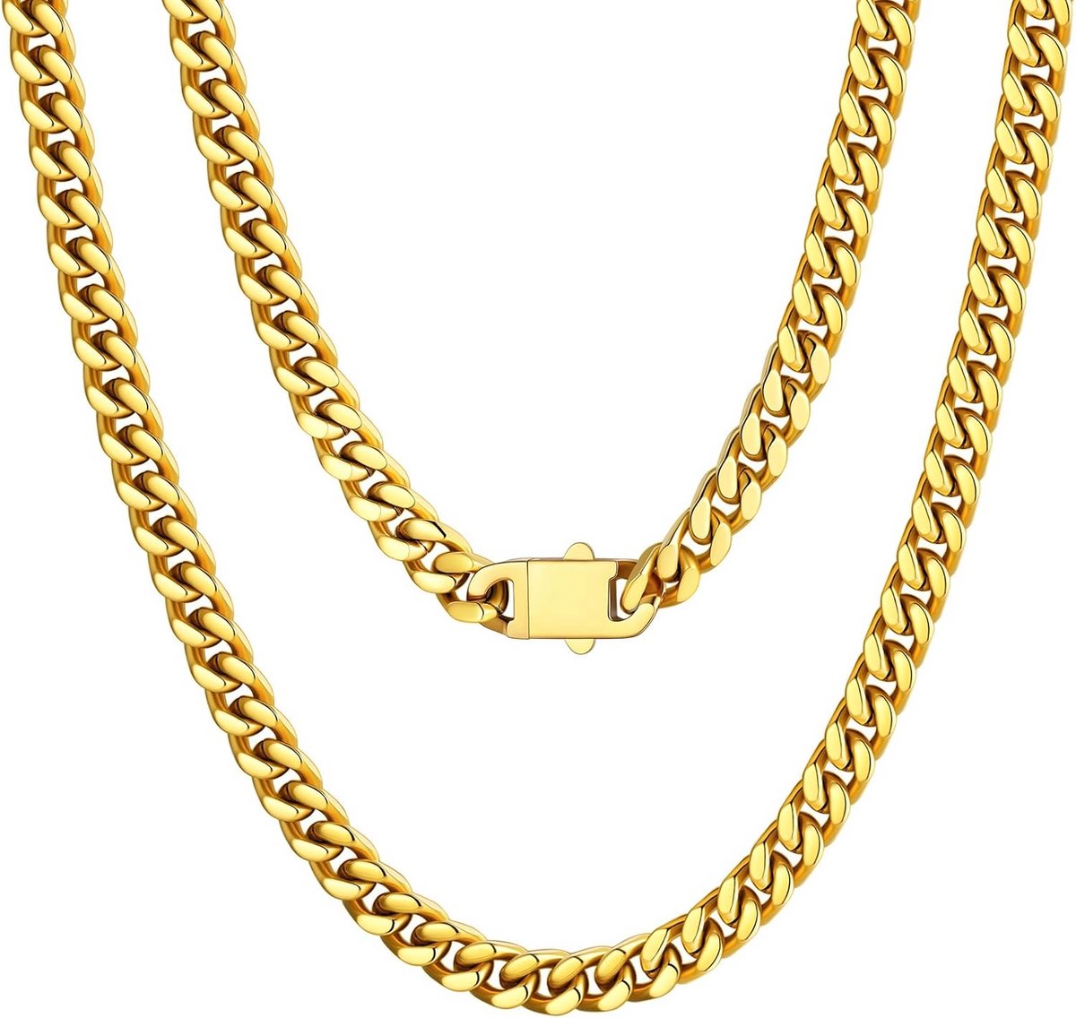 Verguld Herenketting 71 cm Lang, 5 mm Breed, Gouden Stijl Sieraad