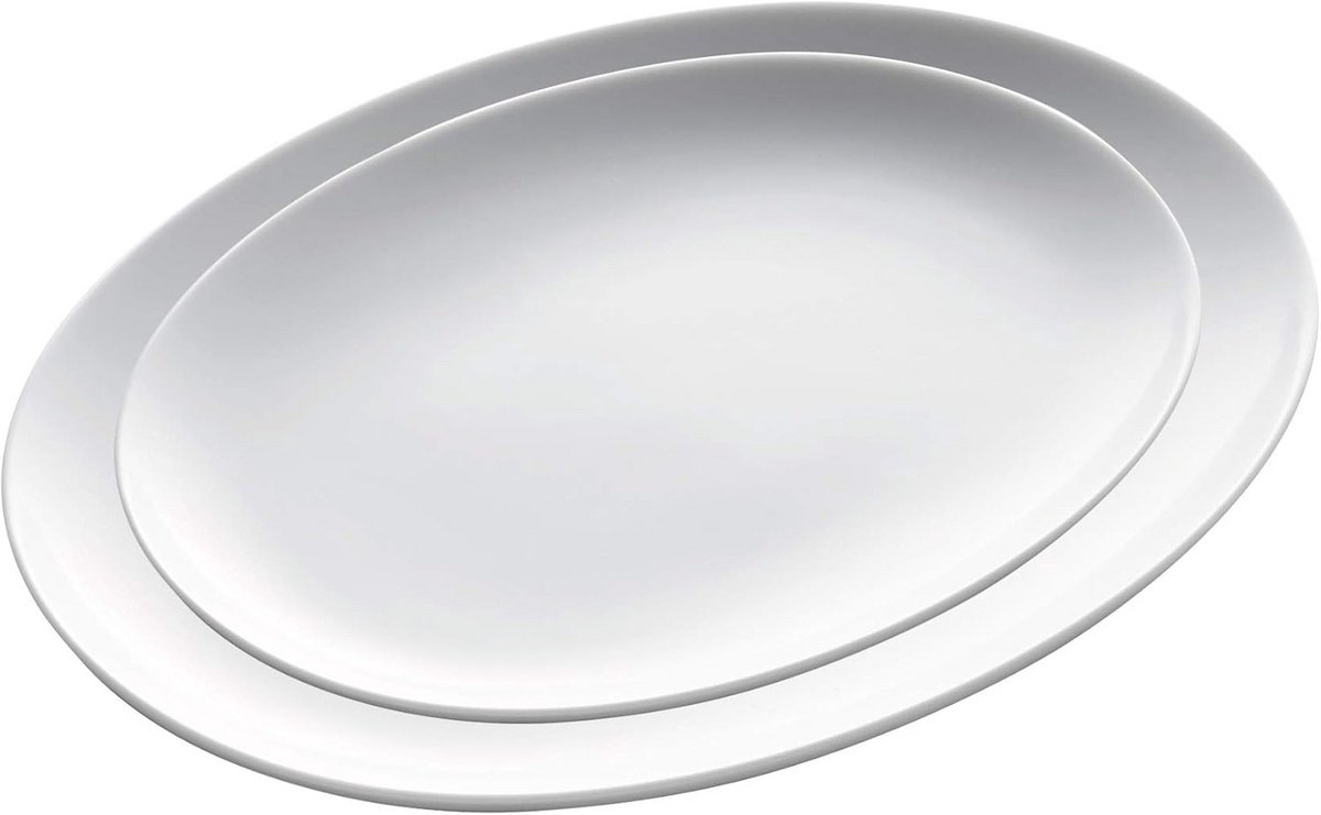 Set van 2 Witte Serveer- en BBQ Borden van Porselein