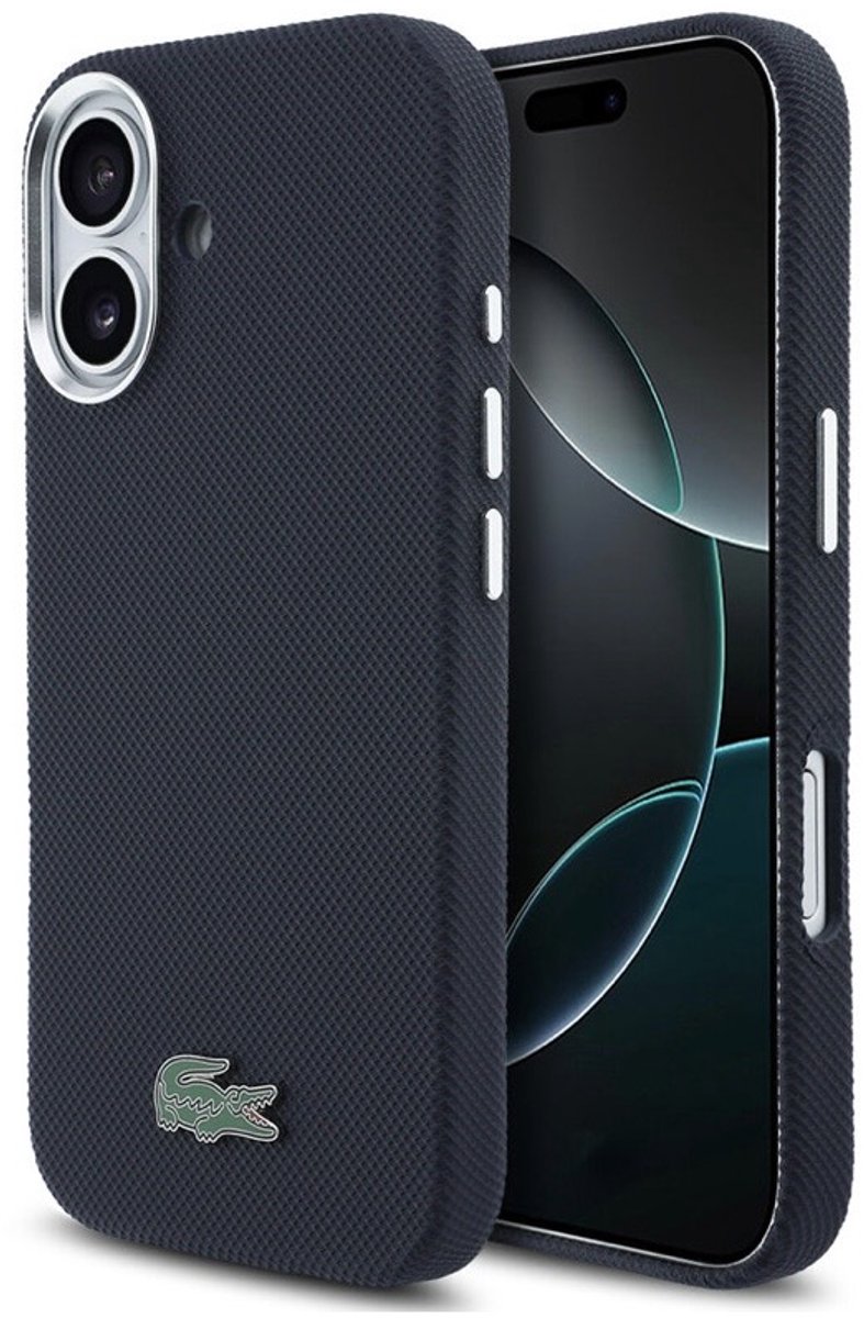 Lacoste Back Cover Case - Navy voor iPhone 17 Air - MagSafe-compatibel - Metalen randen