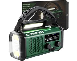 EverestPeak® Noodradio Army Green - Solar Opwindbaar - 10.000mAh - Solar powerbank - Survival Noodpakket
