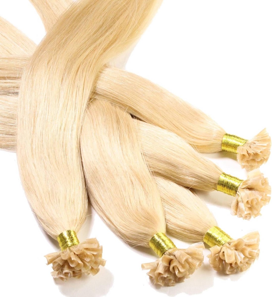 Echte Haarverlenging 50 cm Lichtblond - 25 Strengen 1 Gram U-Tip Keratine Extensions