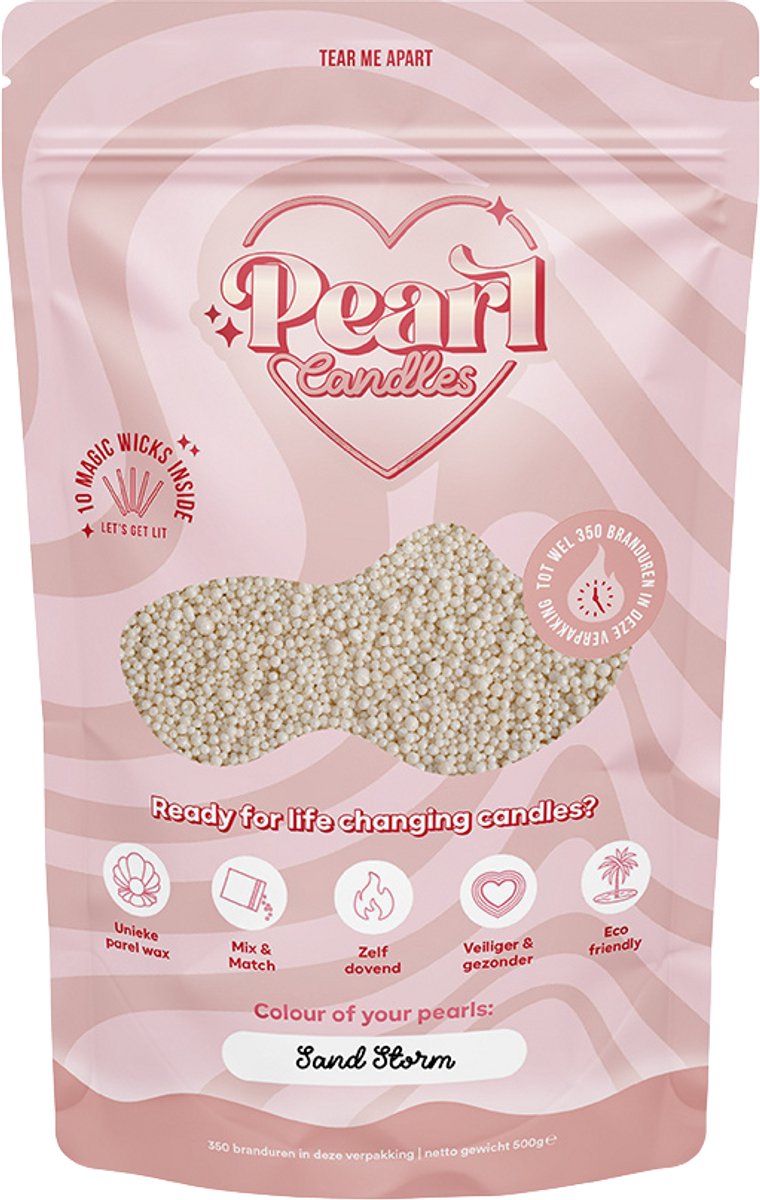 Kaarsenzand - Kaarsenzand met lonten - Pearl Candles - DIY kaarsen maken - Sand Storm - Zelf theelichtje waxinelichtje maken - Lont inbegrepen – licht bruin - ±250 / ±300 Branduren – 500 g