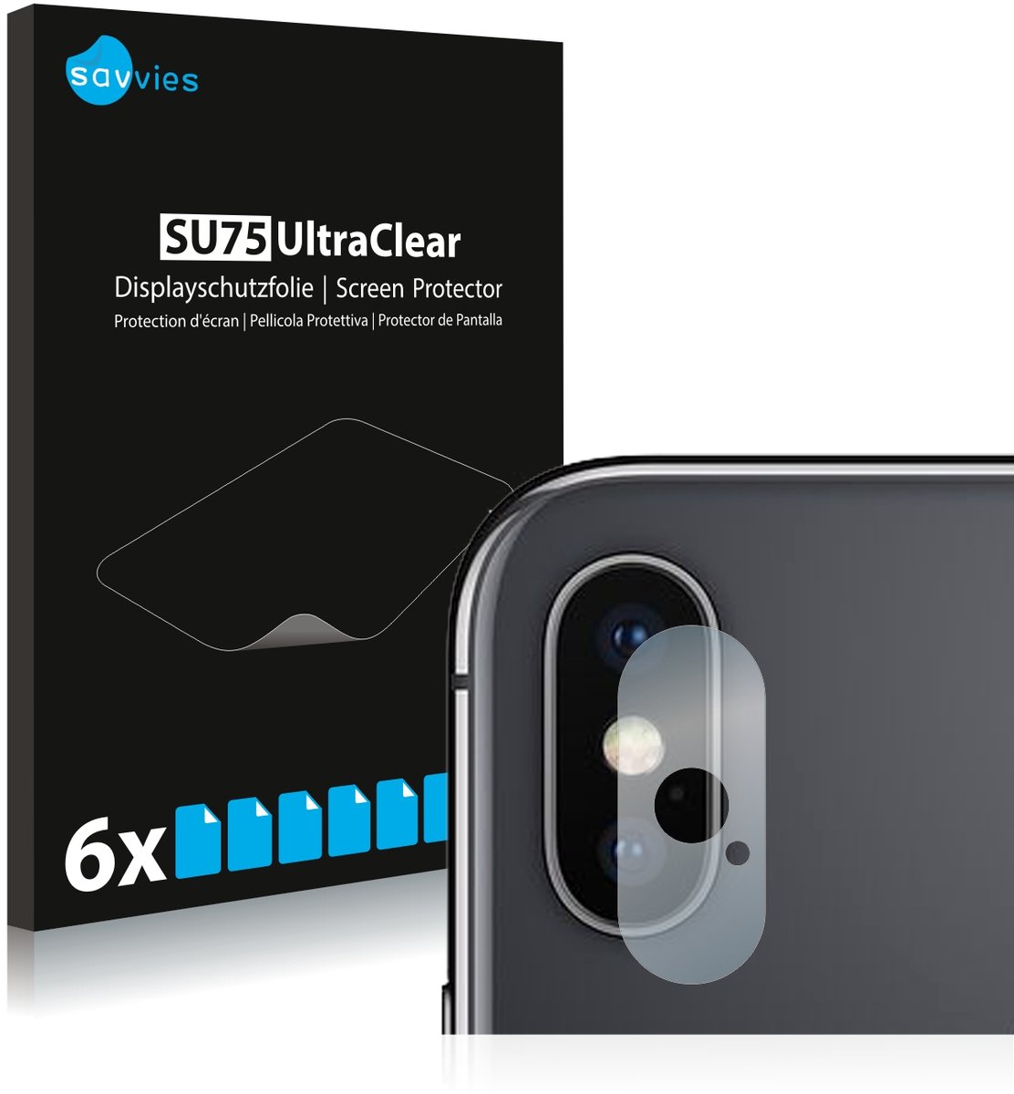 Savvies - Screenprotector voor Apple iPhone Xs (ALLEEN Camera Lens) - Folie Beschermfolie transparant 6 Stuks