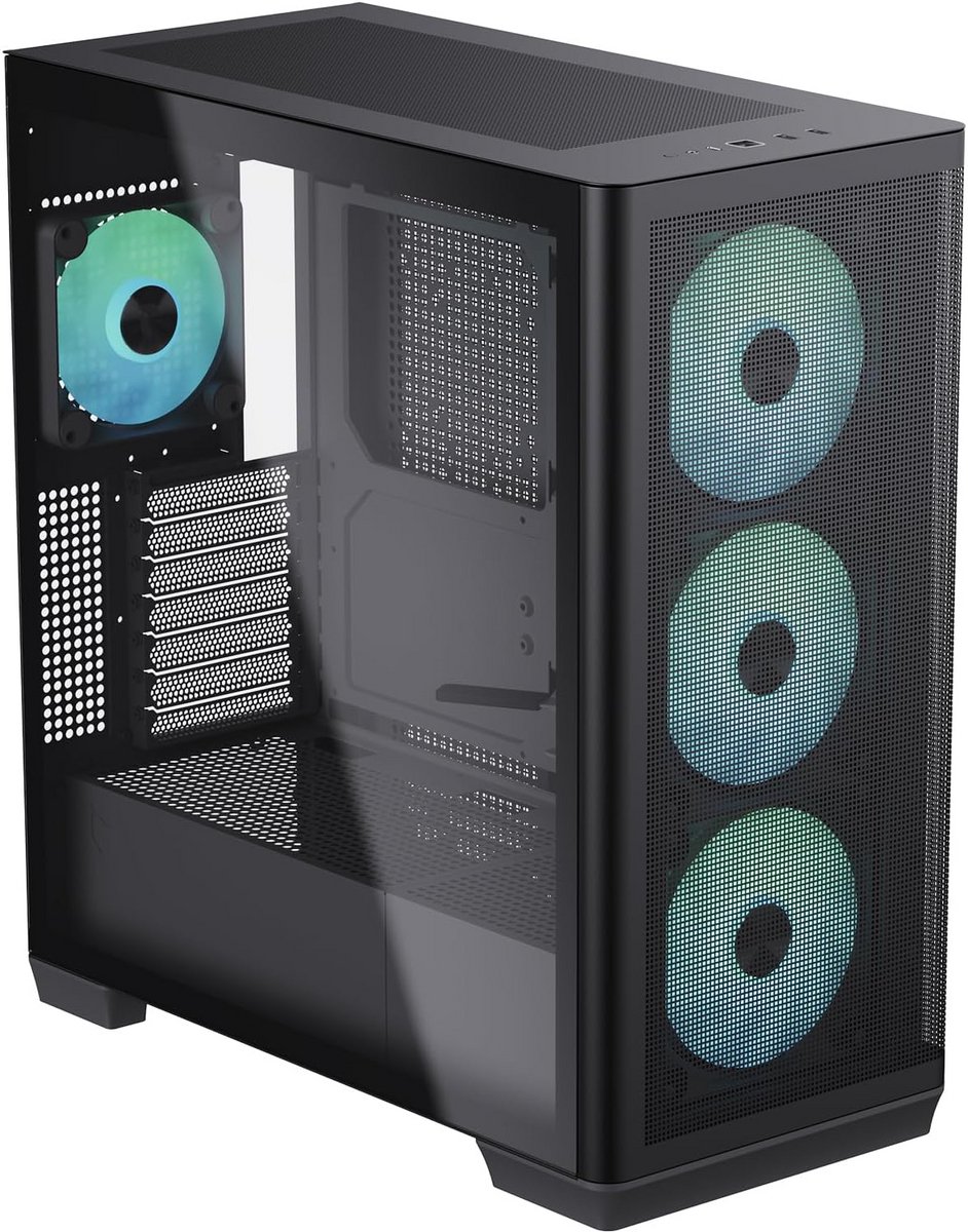 Midi-Tower PC Behuizing met Gehard Glas Paneel - Stijlvol Zwart