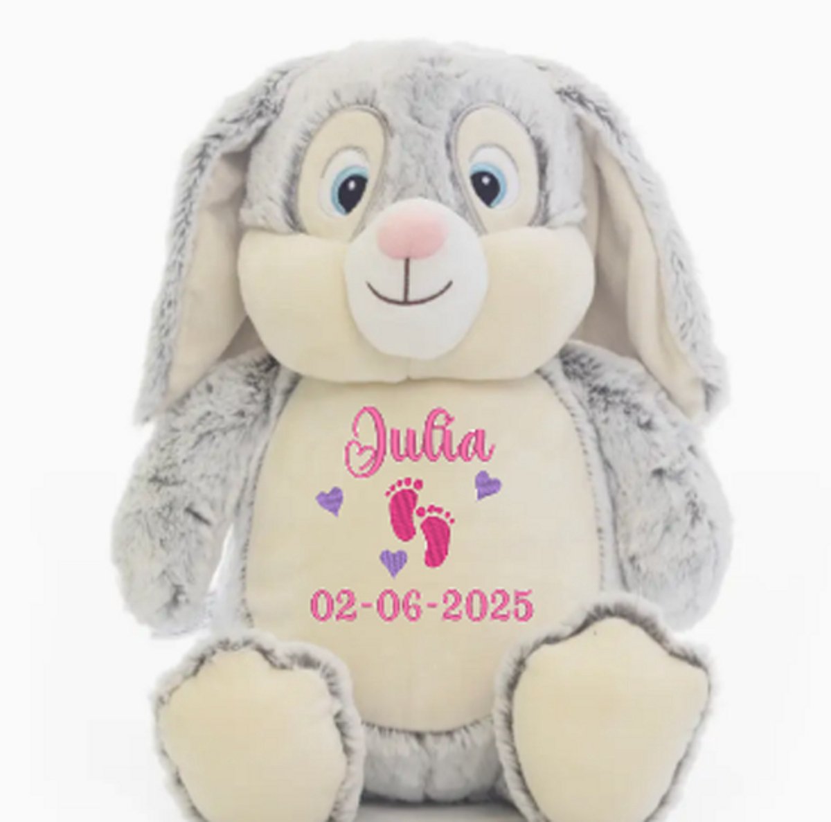 Konijn Cubbies tekst roze voetjes naam datum