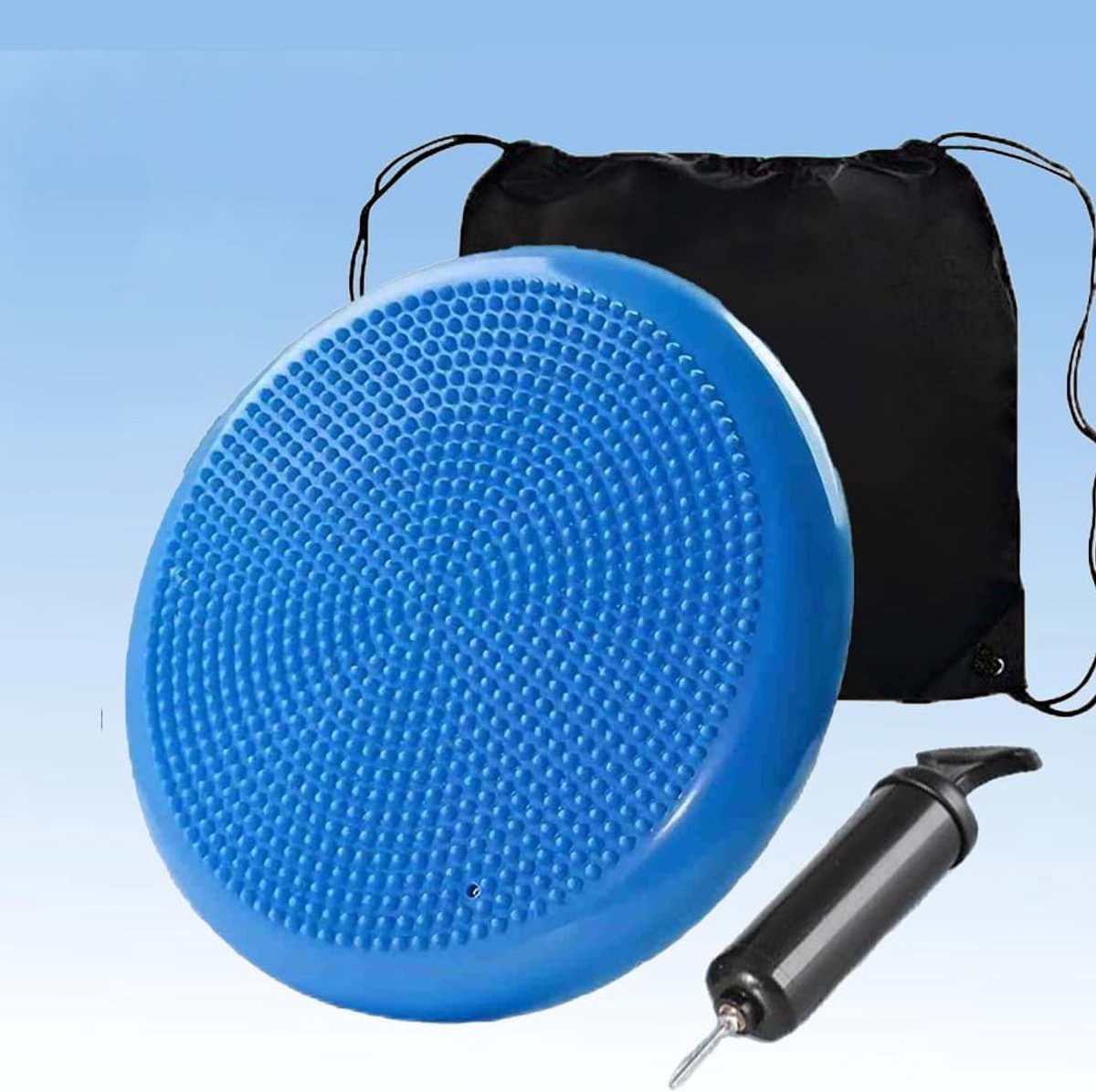 Wiebelkussen - Balanskussen - Balkussen - Komfortabel Zitten - Volwassenen en kinderen - Balansbord - Balance Board - Balanstrainer - Balansbal - Fitnessbal - Blauw - 33 cm met Handpomp - van Imperatoris