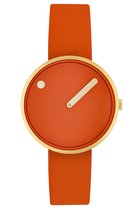 Picto Design Dameshorloge Tangerine Oranje Wijzerplaat en Lederen Horlogeband 34036-7814G - 34mm