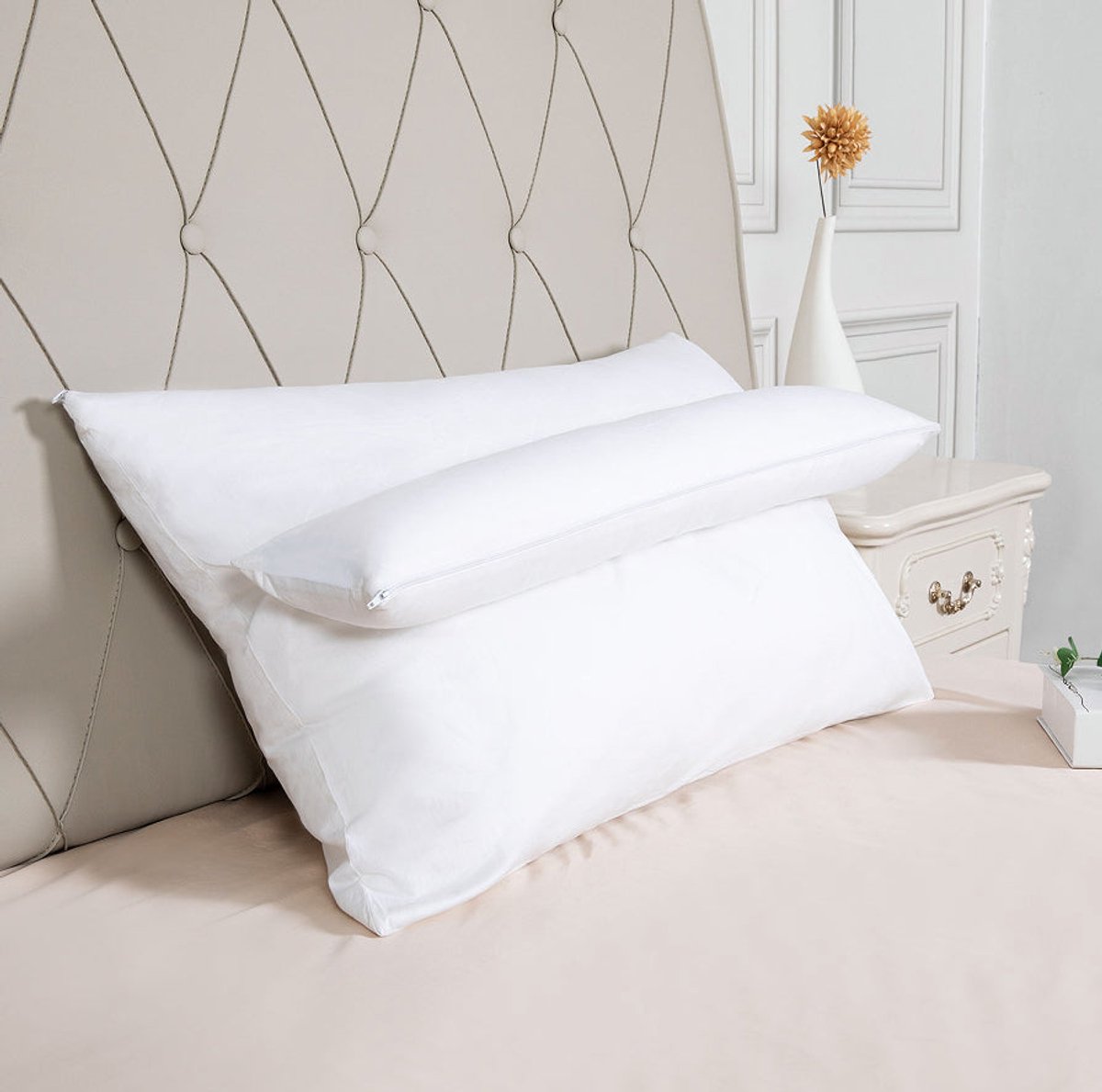 Halsunterstützung Kussen - Nackensteun Kussen - Verstelbaar - Atmungsactief - Hoogwaardige Mikrofiber - Optimale Slaapcomfort