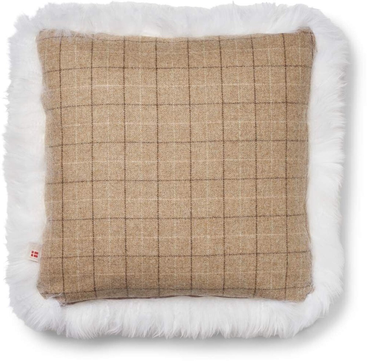 Sheepskin House Eenzijdig Schapenvacht Kussen - LW - 52x52 cm Oatmeal-Beige/Ivory