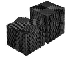 Linkforu - In elkaar passende Drainagematten – Vloertegel – Douchetegel - 55 Stuks – Afm. 30 X 30 cm - PVC -Waterbestendig - Antislip - Zwart – Grijs -drainagegaten voor Toilet - Zwembad - Garage - Tuin - Puzzel – Tapijt - Waterdicht