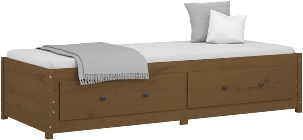 Slaapbank 90x190 cm Massief Grenenhout Honingbruin - Multifunctioneel Daybed als Bank of Logeerbed