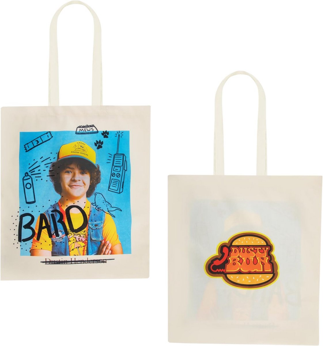 Grote Stoffen Tas met Stranger Things Themakatoen, Ideaal voor Boodschappen en School