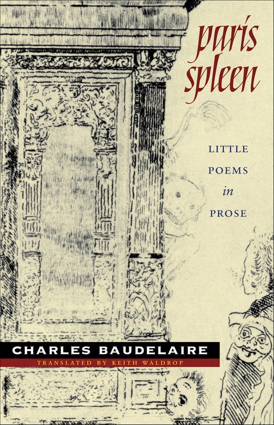 Livre 'Paris Spleen' avec des croquis détaillés d'ornements et de visages.