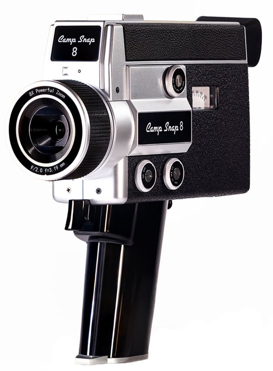 Campsnap CS-8 Videocamera Digitaal Vintage - Super 8 Video Camera Retro Design - 16 Megapixel - 5 Ingebouwde Filters - 8x Digital Zoom - Oplaadbaar - Inclusief SD-kaart - Zwart