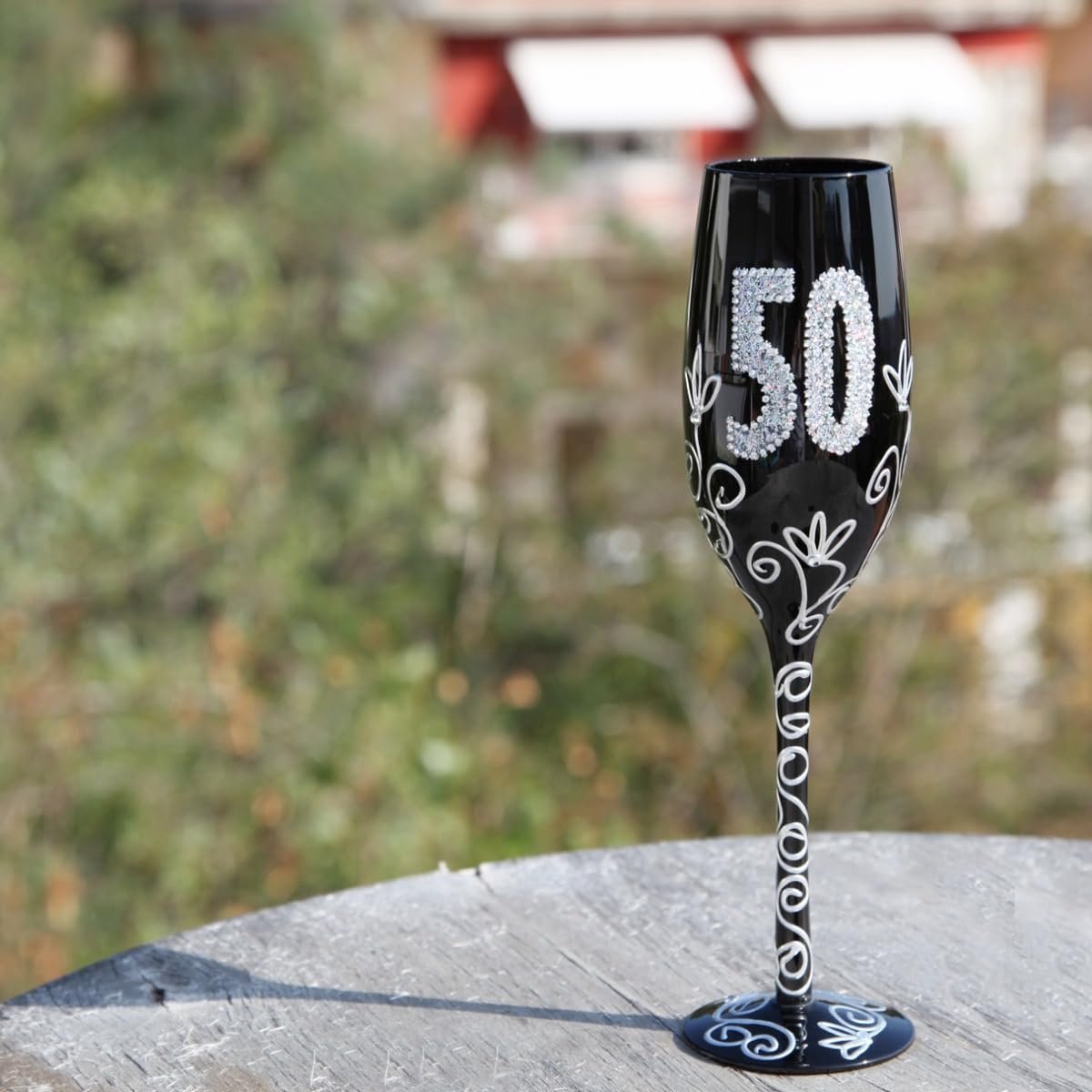 Gegraveerd Champagneglas Cadeau voor Verjaardag - Set met Leeftijdsnummers (Zwart)