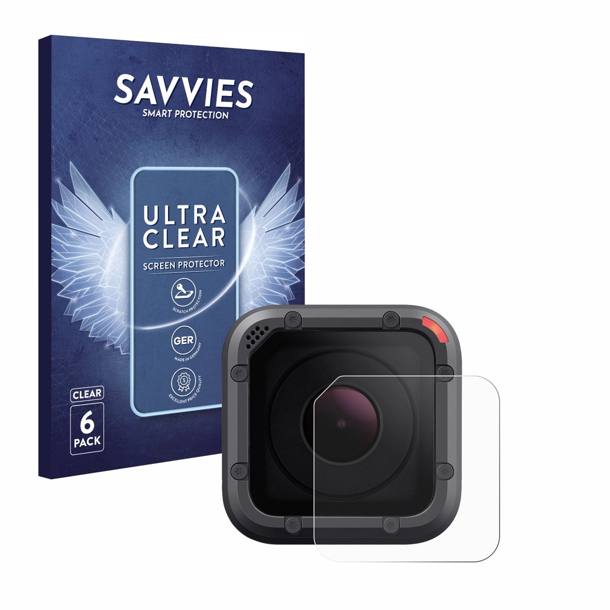 Savvies - Screenprotector voor GoPro Hero 5 Session Lens (Behuizing) - Folie Beschermfolie transparant 6 Stuks