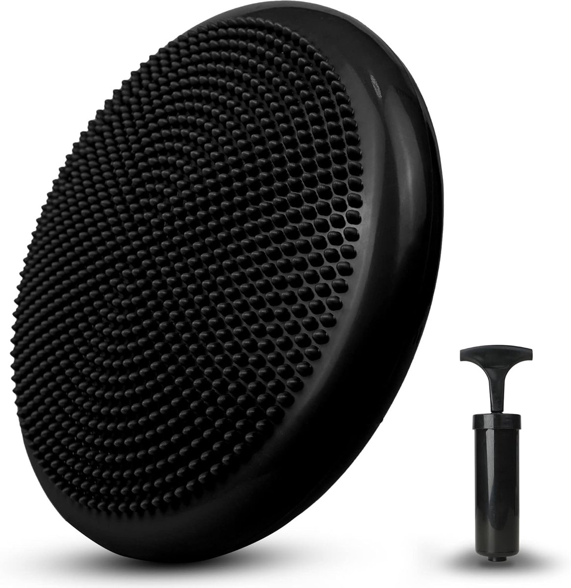 Wiebelkussen - Balanskussen - Balkussen - Komfortabel Zitten - Volwassenen en kinderen - Balansbord - Balance Board - Balanstrainer - Balansbal - Fitnessbal - Zwart - 34 cm met Handpomp - van Imperatoris