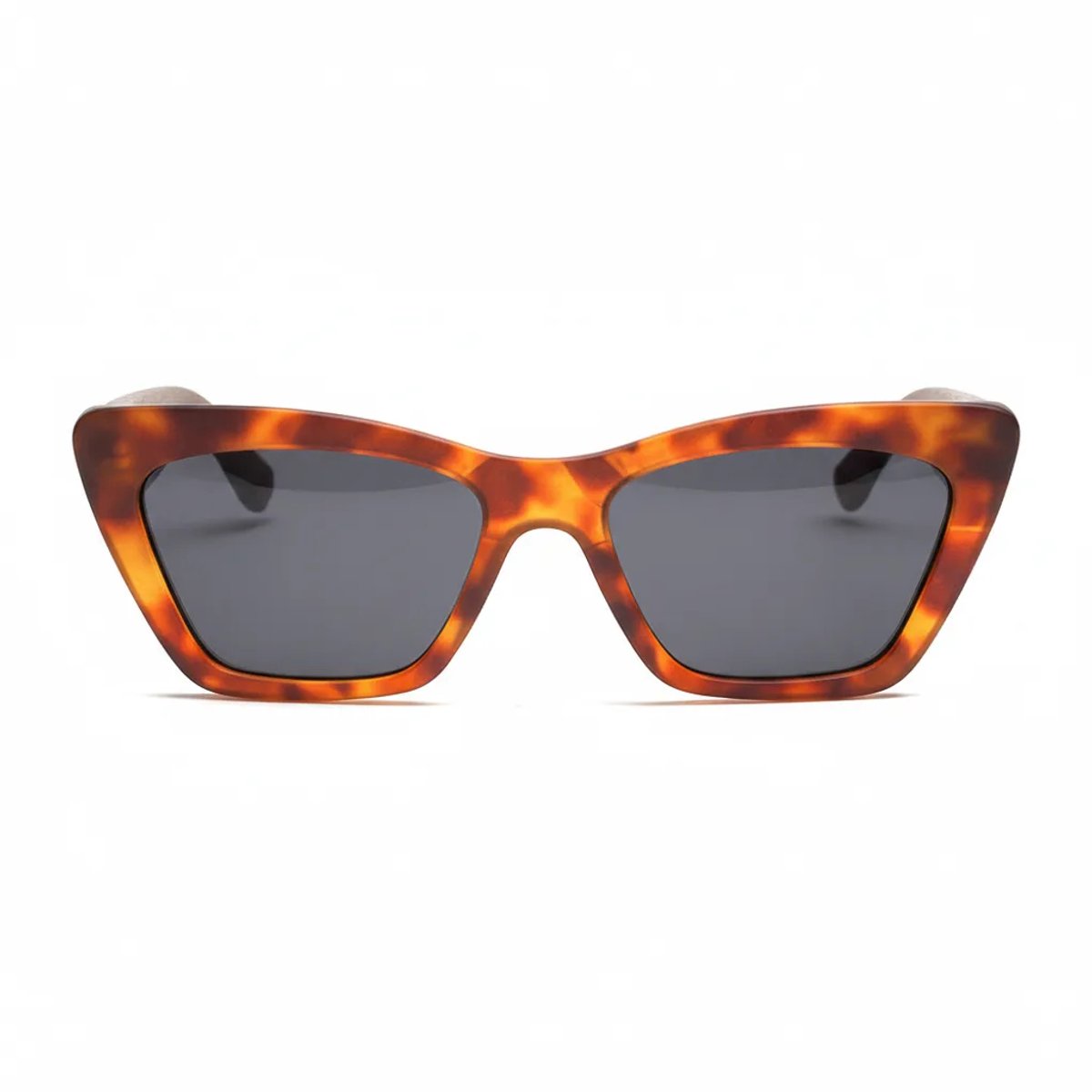Wooda® Zonnebril Cateye – Oranje gevlamd montuur – Gepolariseerd – Wooda Frígola Demi Orange Gris
