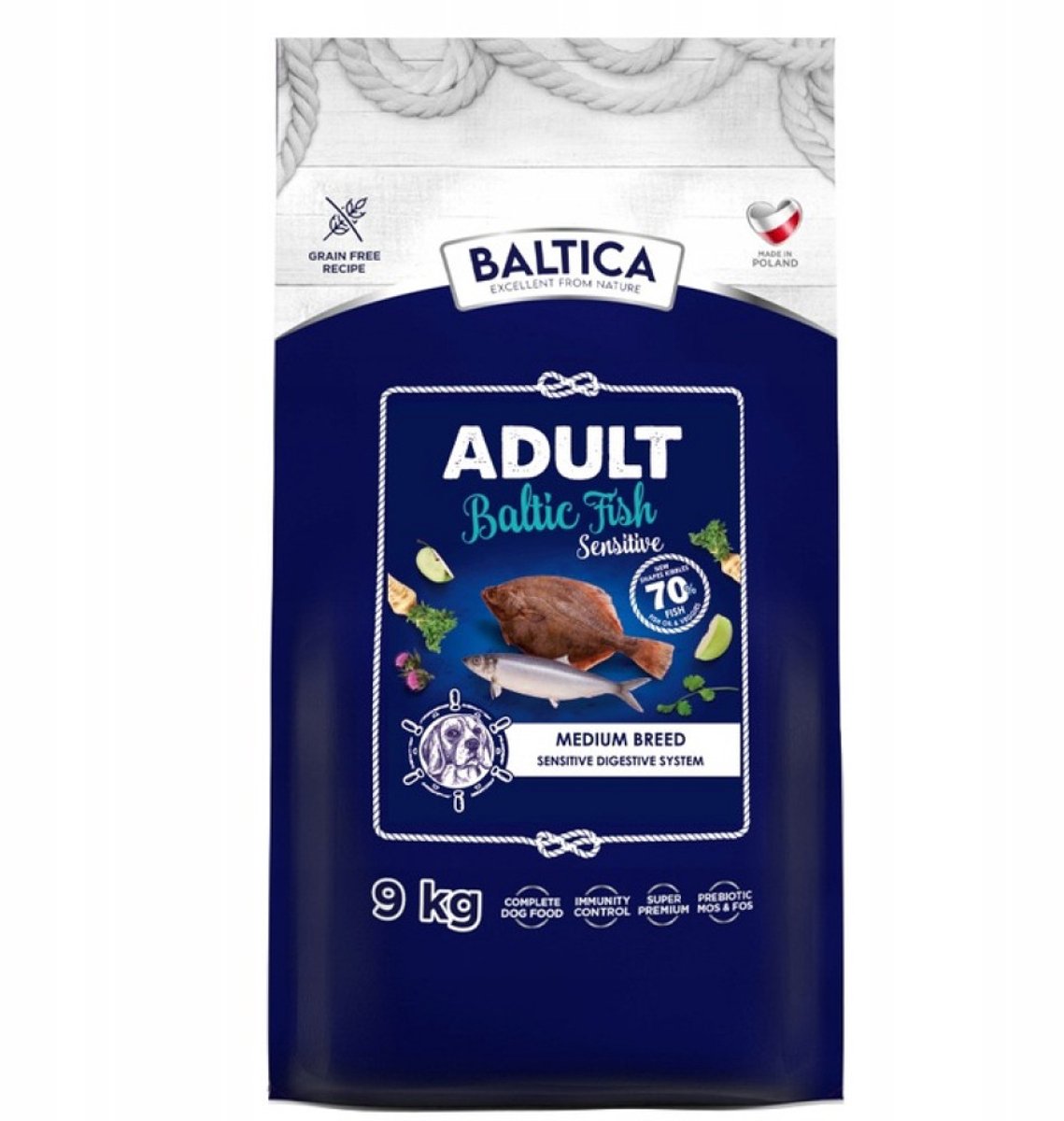 Baltica Baltica Excellent Sensitive - Hondenvoer Baltische Vis - Maat M (Middelgrote Rassen) - 9 kg - Graanvrij & Erwtenvrij
