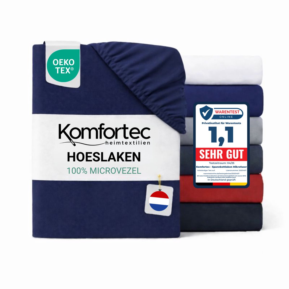 Komfortec Hoeslaken 140x200 cm - tot 30cm Matrashoogte - Rondom Elastiek - Marineblauw