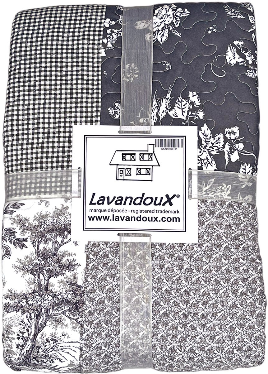 Lavandoux - Bedsprei - Toile Patchwork - 240x220cm - 2-persoons - Grijs