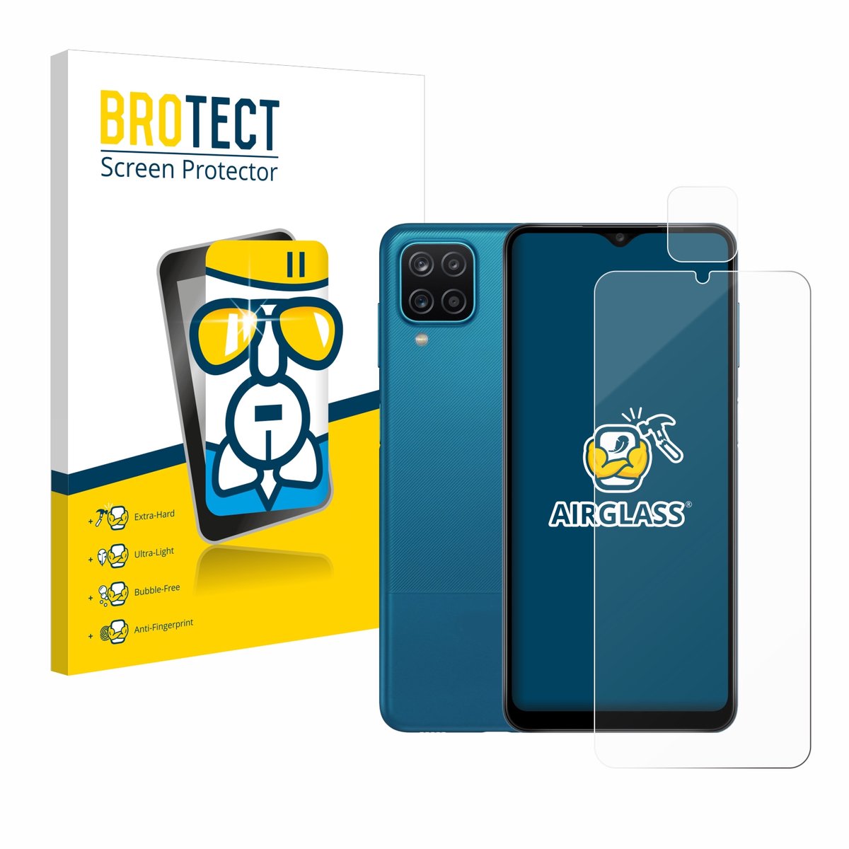 Screenprotector voor Samsung Galaxy A12 (Voor+Camera) Beschermglas transparant